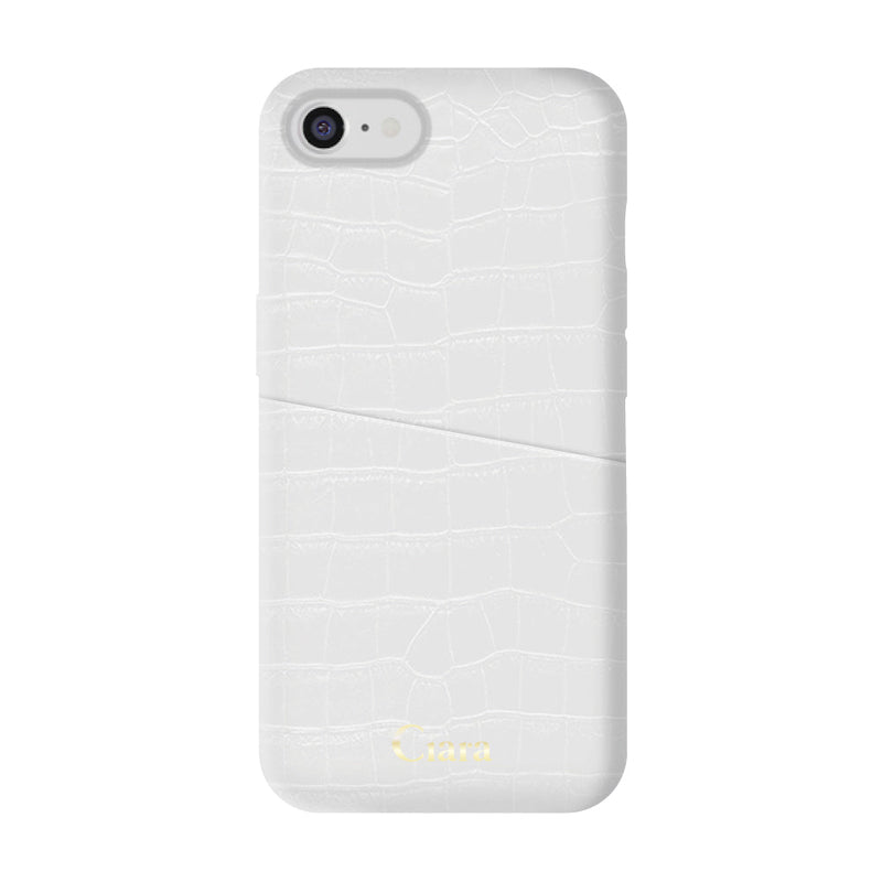 iPhoneケース クロコPUポケット レザーカード収納ケース ロゴ