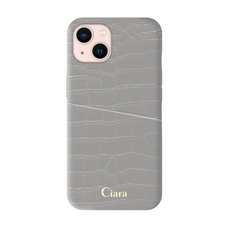iPhoneケース クロコPUポケット レザーカード収納ケース ロゴ