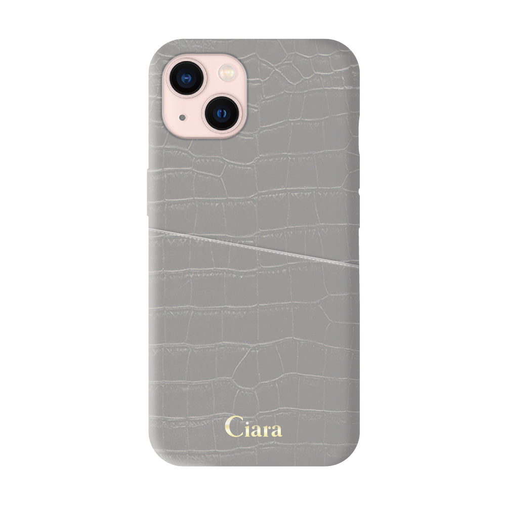 iPhoneケース クロコPUポケット レザーカード収納ケース ロゴ