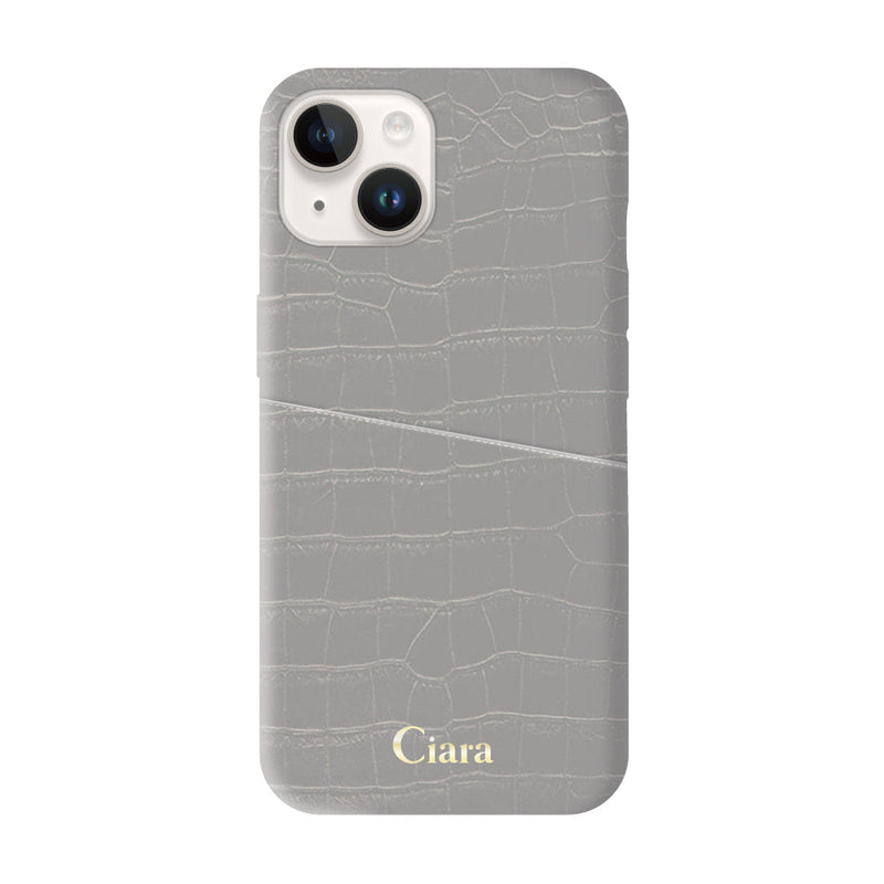 iPhoneケース クロコPUポケット レザーカード収納ケース ロゴ