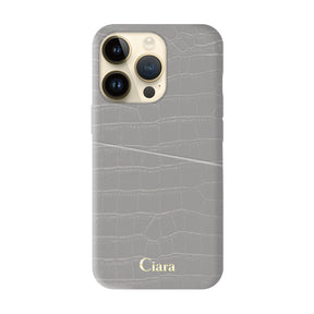 iPhoneケース クロコPUポケット レザーカード収納ケース ロゴ