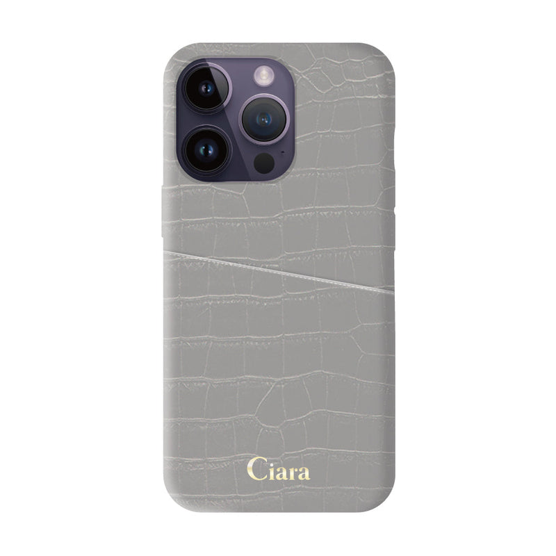 iPhoneケース クロコPUポケット レザーカード収納ケース ロゴ