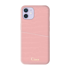iPhoneケース クロコPUポケット レザーカード収納ケース ロゴ