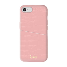 iPhoneケース クロコPUポケット レザーカード収納ケース ロゴ