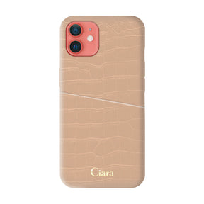 iPhoneケース クロコPUポケット レザーカード収納ケース ロゴ
