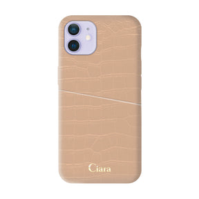 iPhoneケース クロコPUポケット レザーカード収納ケース ロゴ