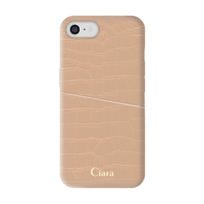 iPhoneケース クロコPUポケット レザーカード収納ケース ロゴ