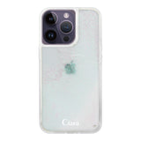 iPhone14ProMax グリッター オイルクリアケース ロゴ ホワイト