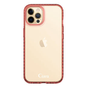 iPhone11Proケース クッションバンパー 耐衝撃クリアケース ロゴ クリアピンク