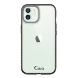 iPhone12miniケース クッションバンパー 耐衝撃クリアケース ロゴ クリアブラック