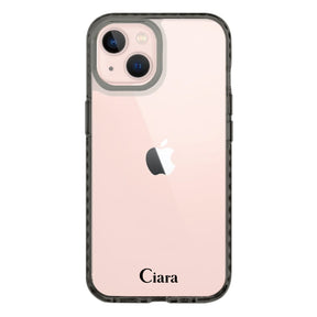 iPhone13ケース クッションバンパー 耐衝撃クリアケース ロゴ クリアブラック