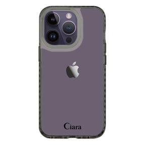 iPhone14ProMaxケース クッションバンパー 耐衝撃クリアケース ロゴ クリアブラック