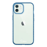 iPhone12miniケース クッションバンパー 耐衝撃クリアケース ロゴ クリアブルー