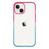 iPhone14ケース クッションバンパー 耐衝撃クリアケース ロゴ ピンク/ブルー