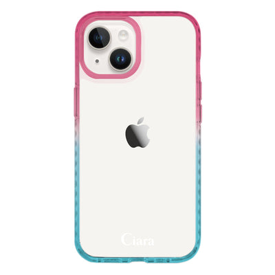 iPhoneケース グラデーションクッションバンパー 耐衝撃クリアケース ロゴ