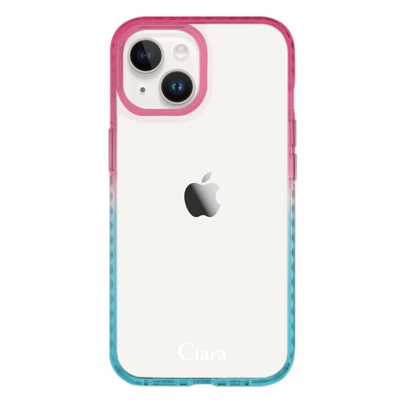 iPhoneケース グラデーションクッションバンパー 耐衝撃クリアケース ロゴ