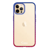 iPhone11Proケース クッションバンパー 耐衝撃クリアケース ロゴ ブルー/ローズ