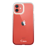 iPhone11ケース クッションバンパー 耐衝撃クリアケース ロゴ ホワイト/レッド