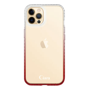 iPhone11ProMaxケース クッションバンパー 耐衝撃クリアケース ロゴ ホワイト/レッド