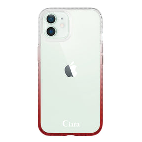 iPhone12miniケース クッションバンパー 耐衝撃クリアケース ロゴ ホワイト/レッド
