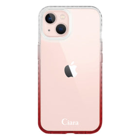 iPhone13ケース クッションバンパー 耐衝撃クリアケース ロゴ ホワイト/レッド