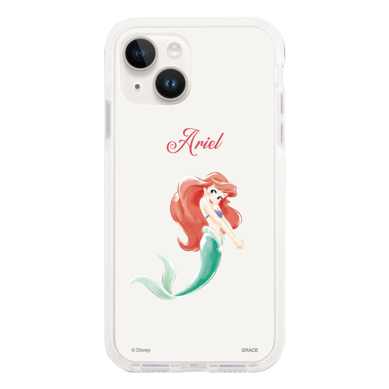 iPhoneケース クッションバンパー 耐衝撃クリアケース ＜ディズニープリンセス/アリエル＞