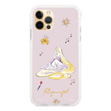 iPhone11Proケース クッションバンパー 耐衝撃クリアケース ディズニー100 ウォーターカラープリンセス ラプンツェル パープル