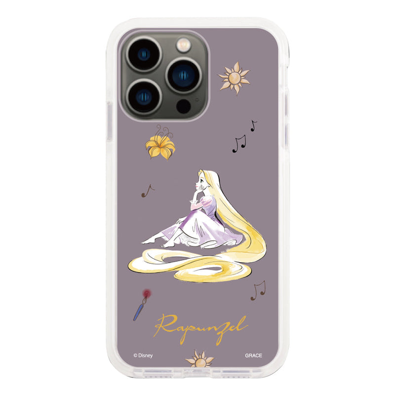 iPhoneケース クッションバンパー 耐衝撃クリアケース ＜ディズニープリンセス/ラプンツェル（ウォーターカラー）＞