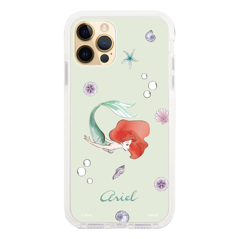 iPhoneケース クッションバンパー 耐衝撃クリアケース ＜ディズニープリンセス/アリエル（ウォーターカラー）＞