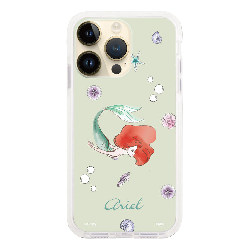 iPhoneケース クッションバンパー 耐衝撃クリアケース ＜ディズニープリンセス/アリエル（ウォーターカラー）＞